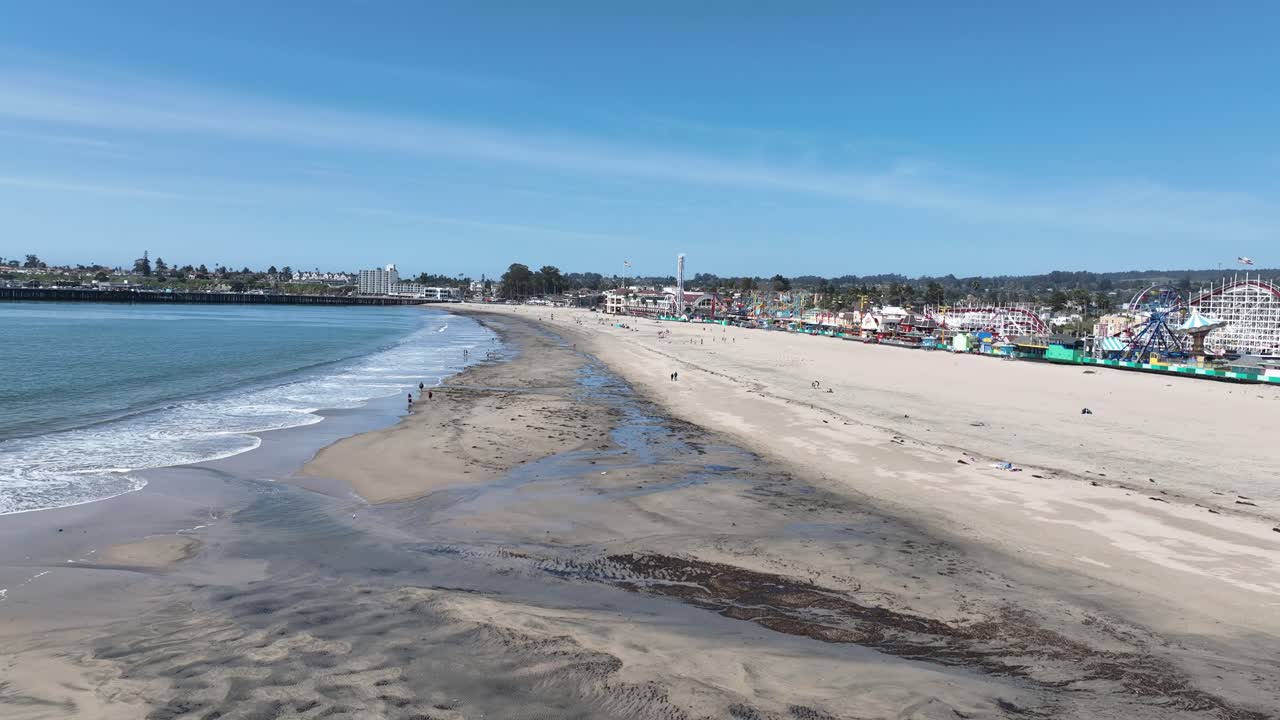 Santa Cruz Beach Boardwalk Aerial Flyover View
