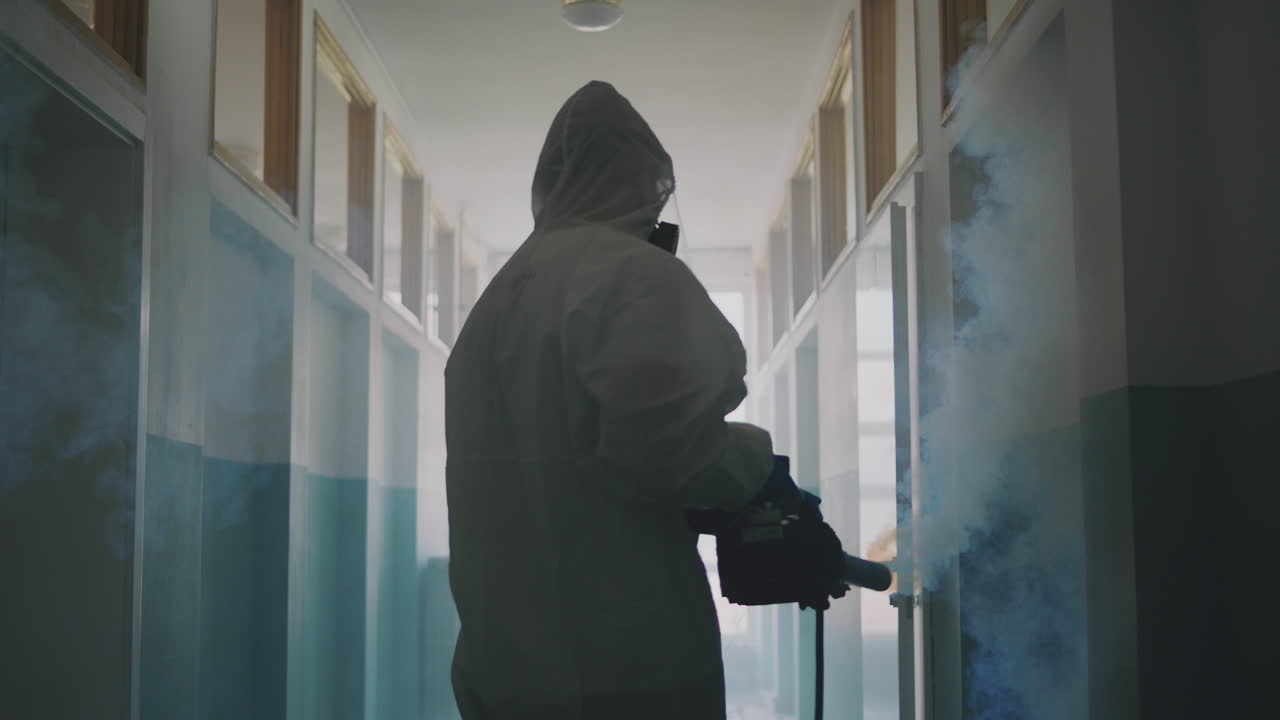 Disinfection and Fogging in a Corridor