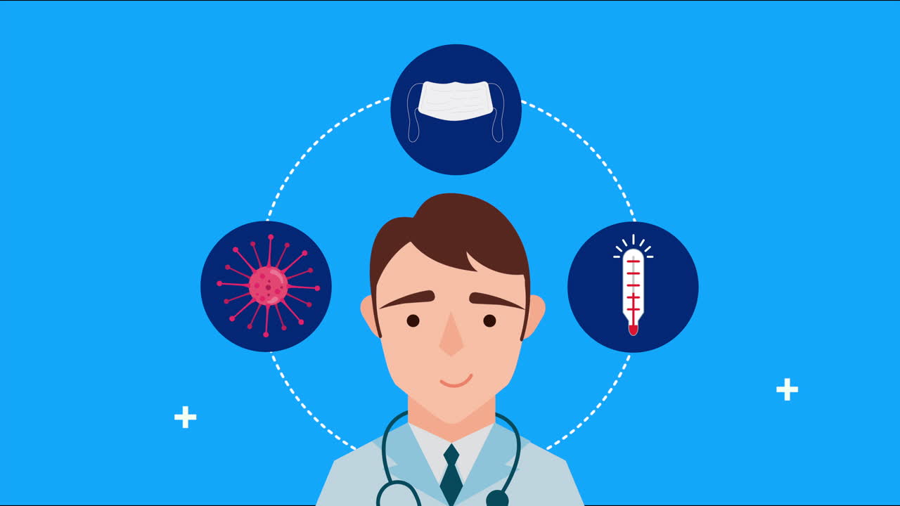 코로나19 팬데을 가진 의사 아이콘을 설정합니다.