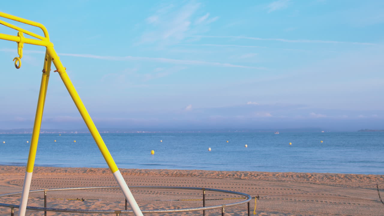 Empty Beach With Seascape In The Morning In Arcachon, France