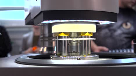 close-up view of industrial precision machine