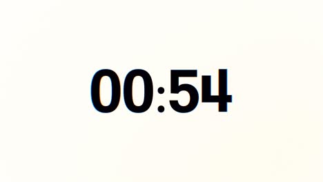 60 seconds glitch interference countdown numbers. 1 minute countdown. 30 or 10 seconds. black digits on a white background