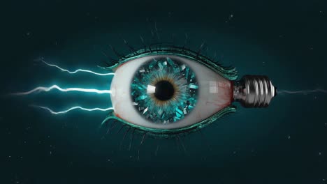 surreal electric eye and lightbulb concept