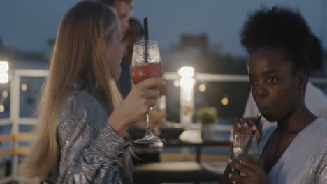 friends enjoying a rooftop party