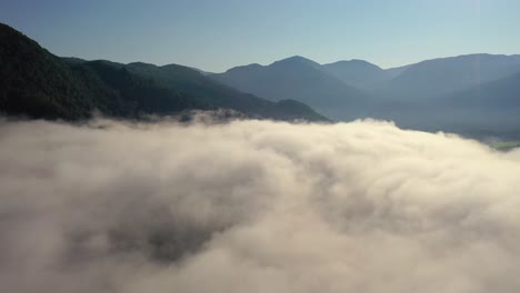 aerial footage beautiful nature norway over the clouds.