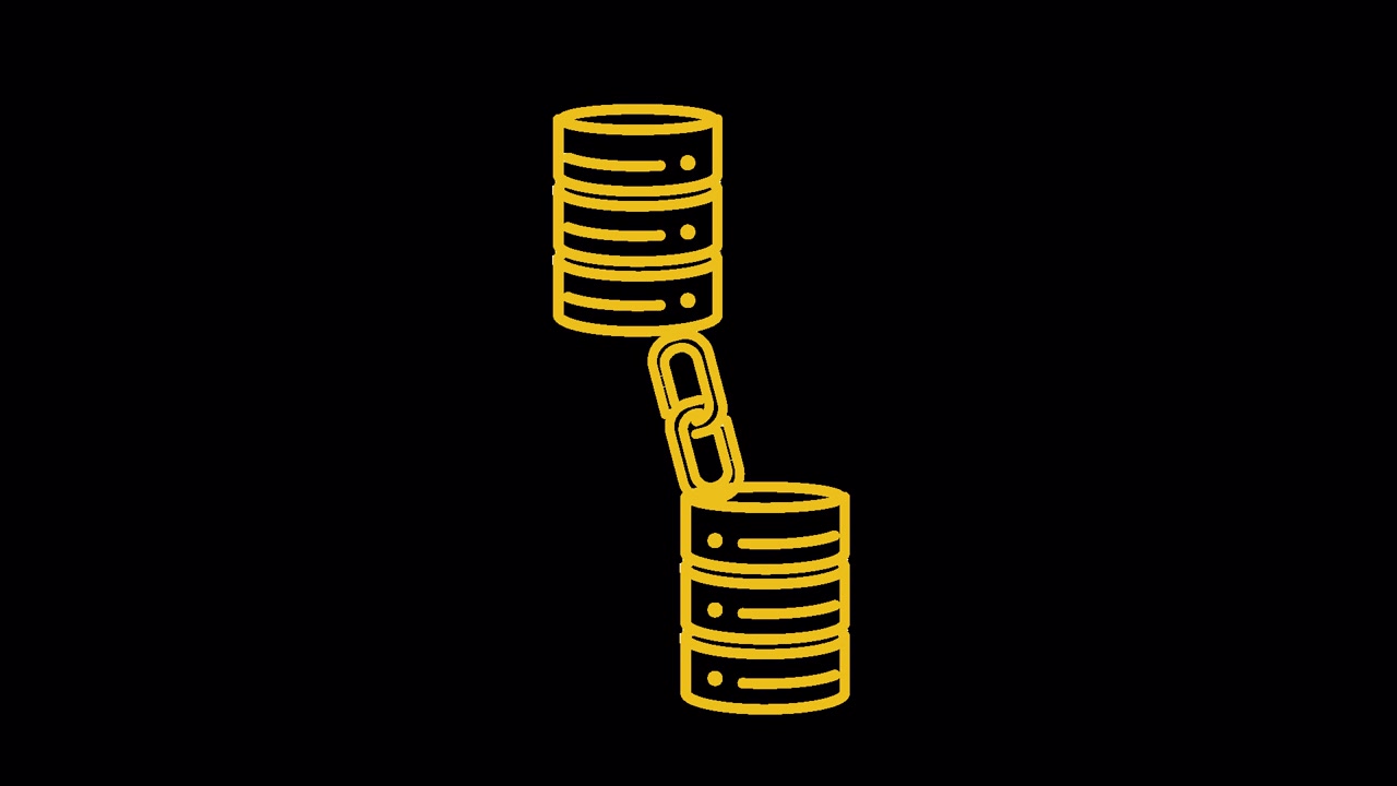Animated Icon of Database Servers Connected by a Chain Link