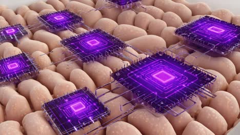 microchips integrated into biological tissue