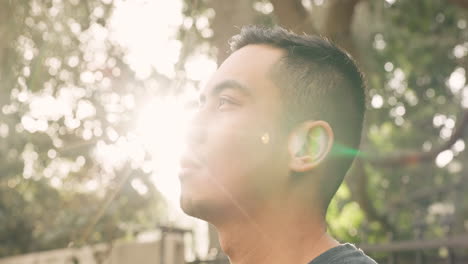 árboles, sonrisa y paz, un hombre en un parque