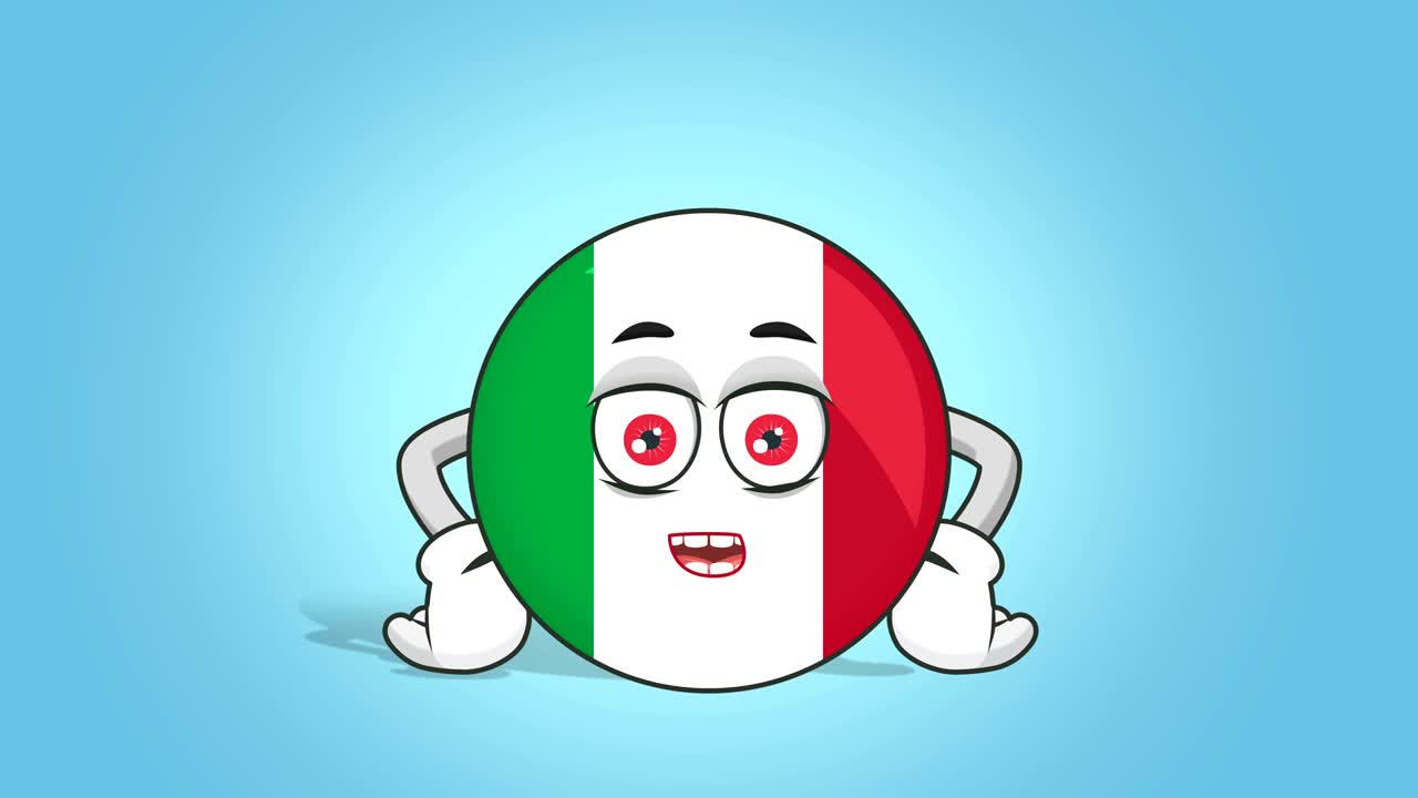 Icona Cartone Animato Bandiera Italia Altoparlante che Parla con Animazione Facciale e Maschera Alfa