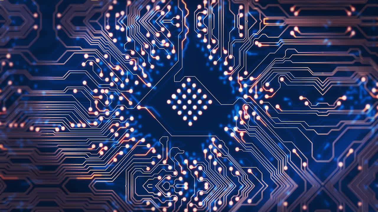 파란색 배경 위의 연결 네트워크의 애니메이션