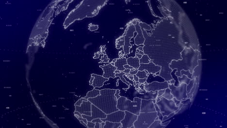 a cinematic video background showcases a digital globe rotating, zooming in on belgium country