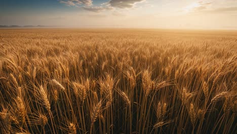 golden wheat field at sunrise: a tranquil landscape capturing the essence of nature's bounty under a majestic sky