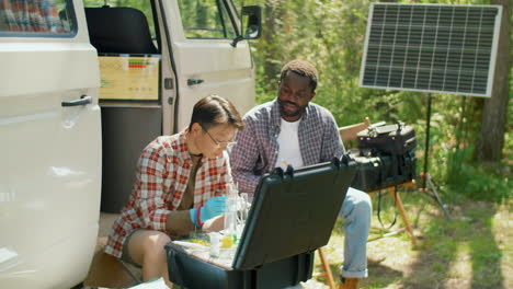 scientists co-working outdoors