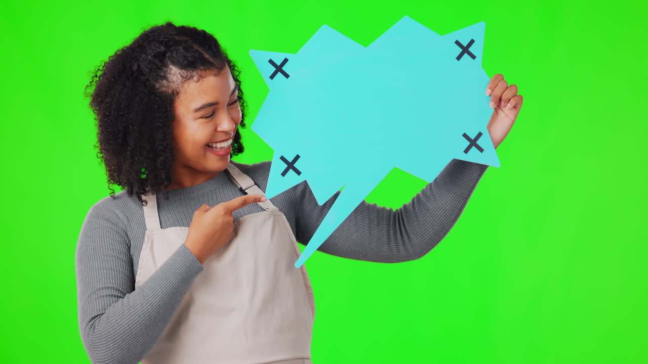 mujer feliz, burbuja de habla