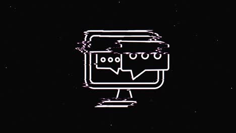 mensaje de línea hud símbolo holográfico en pantalla de televisión digital vieja animación de glitch de bucle sin costuras. corazones. retro dinámico y alegre. imágenes de video coloridas y vintage.