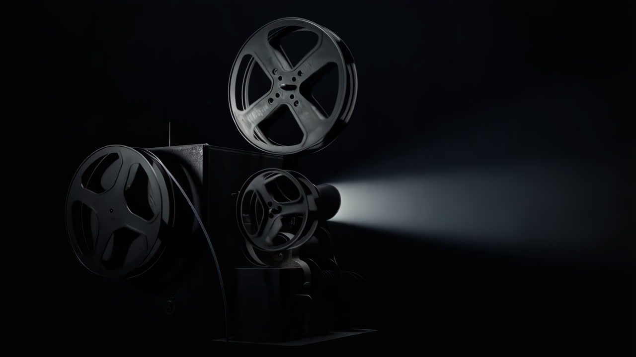 Vintage Film Projector in the Dark