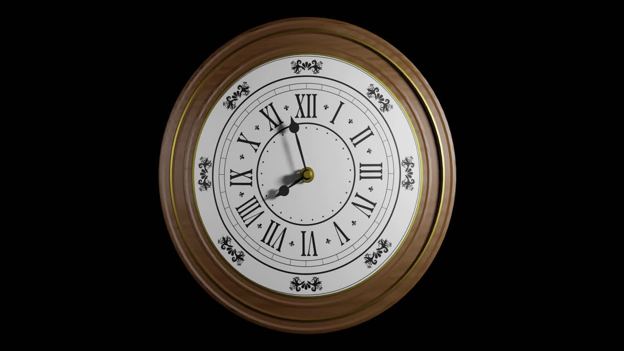 Animation of clock ticking over black background