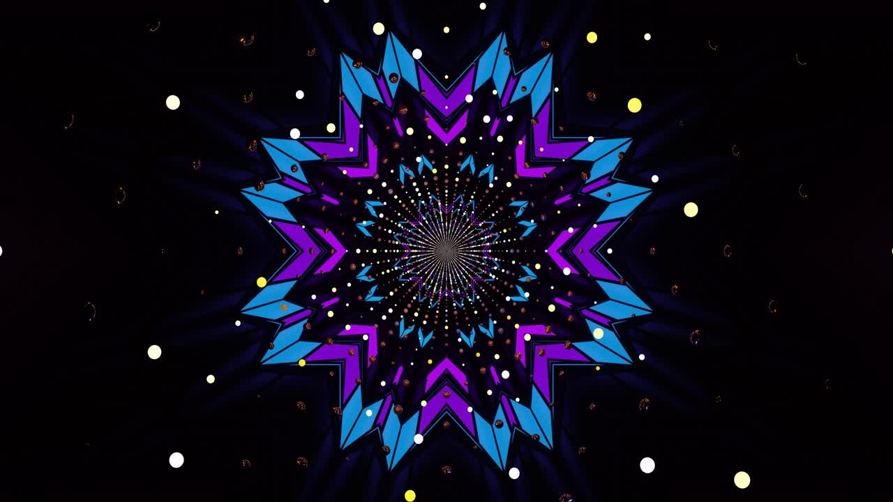 Dynamic geometric patterns unfold in vibrant colors, creating a mesmerizing loop that captivates the viewer