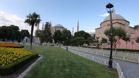 hagia sophia mosque, historic temple in the center of istanbul, motion timelapse