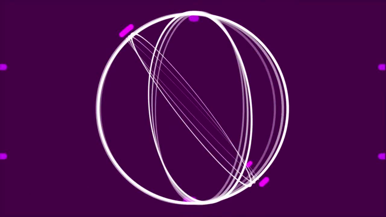 Animation eines sich drehenden Globus mit Verbindungsnetzwerk auf schwarzem Hintergrund.