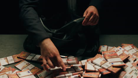 specialised police officer counting dollar banknotes in crime lab, conceptual image. high quality 4k footage