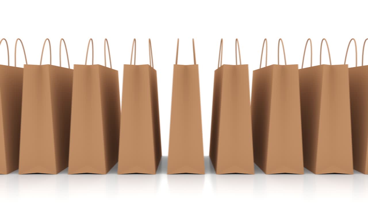 Retail paper shopping bag in the online store isolated on the white background