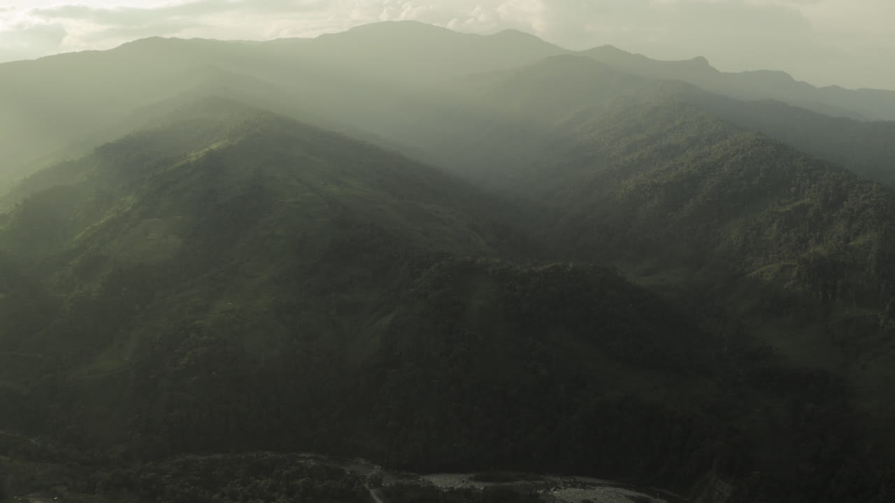 Aerial shot, mountains and jungle of the Amazonia Ecuador, drone.