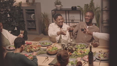 black family celebrating christmas dinner together