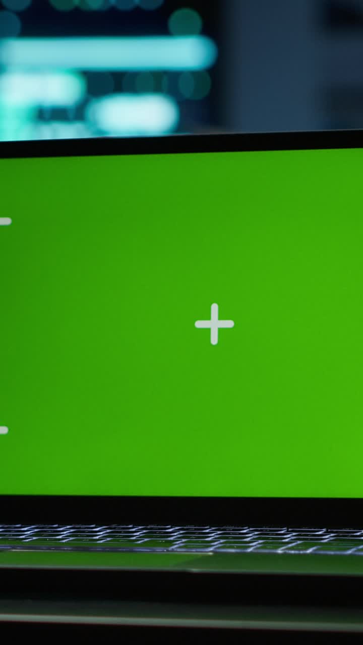 Laptop with Green Screen Display and Tracking Markers