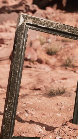 viejo marco de cuadros en el desierto