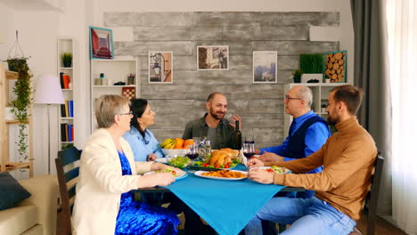 beautiful multigenerational family having dinner