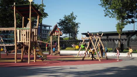 children playing at a modern playground