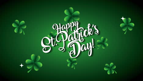 st patricks day animated card with lettering and clovers