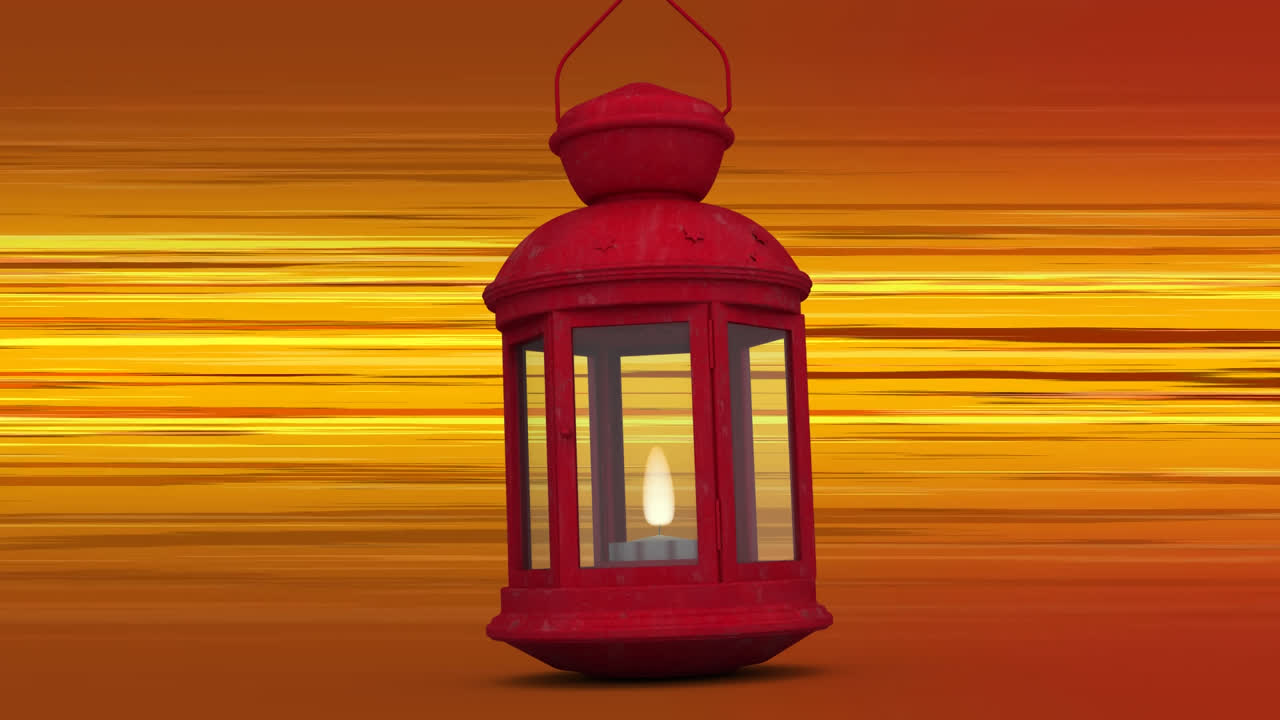 오렌지색 배경의 줄무 위에 움직이는 등불의 애니메이션