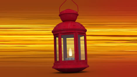 animation of moving lantern over stripes on orange background