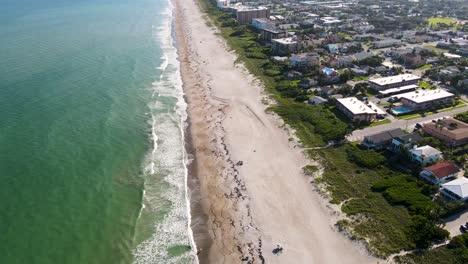 Cocoa-Beach-Coastline-in-Florida,-Aerial-Drone-View