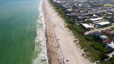 cocoa beach coastline in florida, aerial drone view