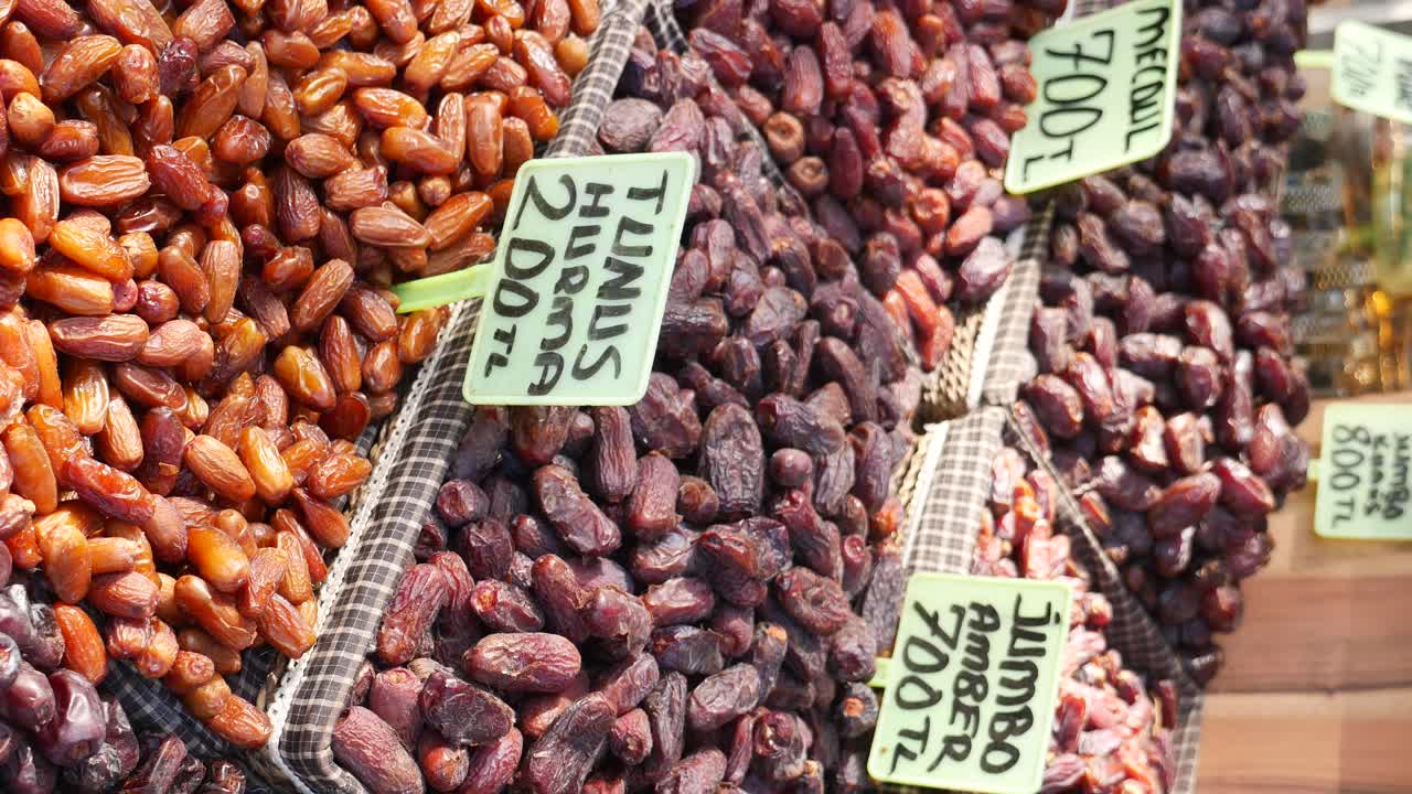 Assortment of Dates at a Market