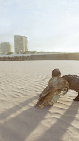 animal skull on a sandy beach