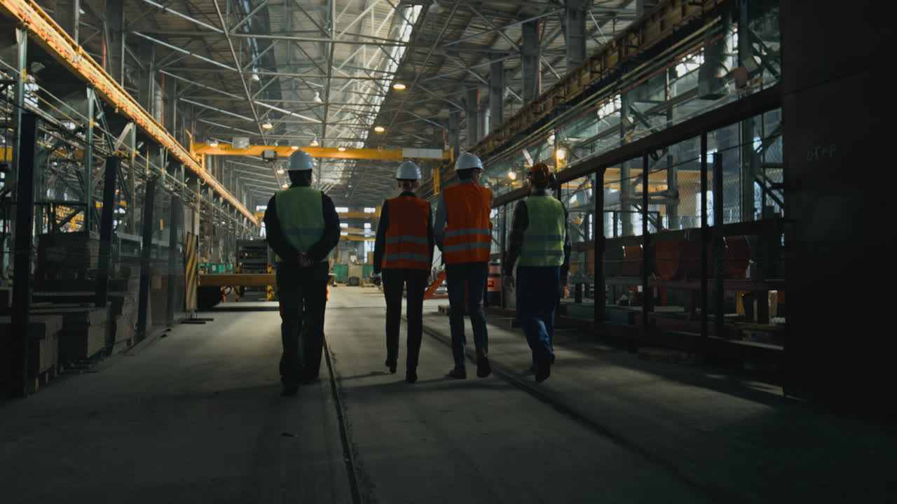 Industrial Workers Walking in a Factory