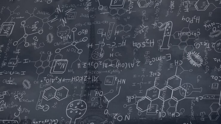 Animazione di formule chimiche su sfondo nero