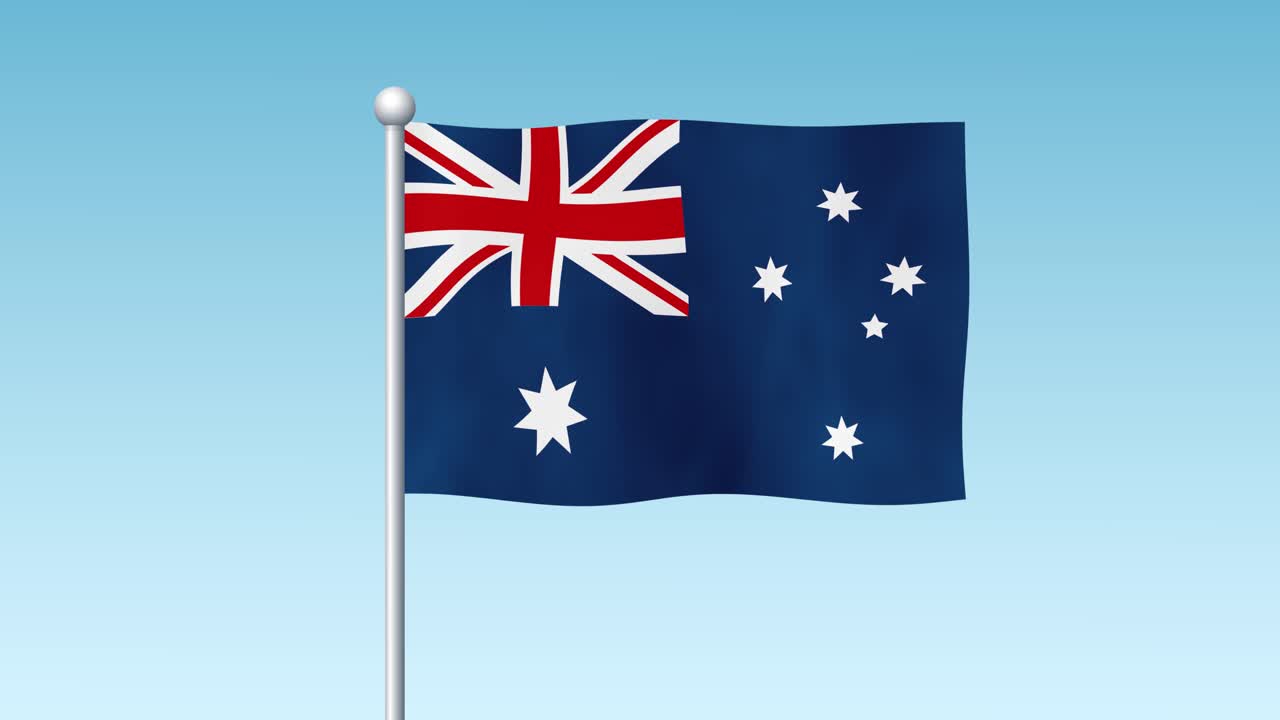 애니메이션 오스트레일리아 발이 바람에 날아다니고 있습니다.