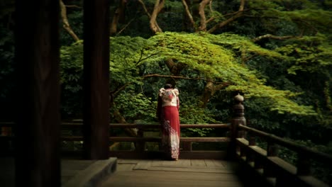 woman in kimono in a japanese garden