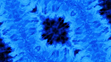 fuego con llamas azules sobre un fondo negro. llama de fuego ardiente. flujo de fuego abstracto es caleidoscopio. budismo flor de mandala, kaleido. azul ardiente brillante. fuego fuerte. campos ardientes. bucle 4k
