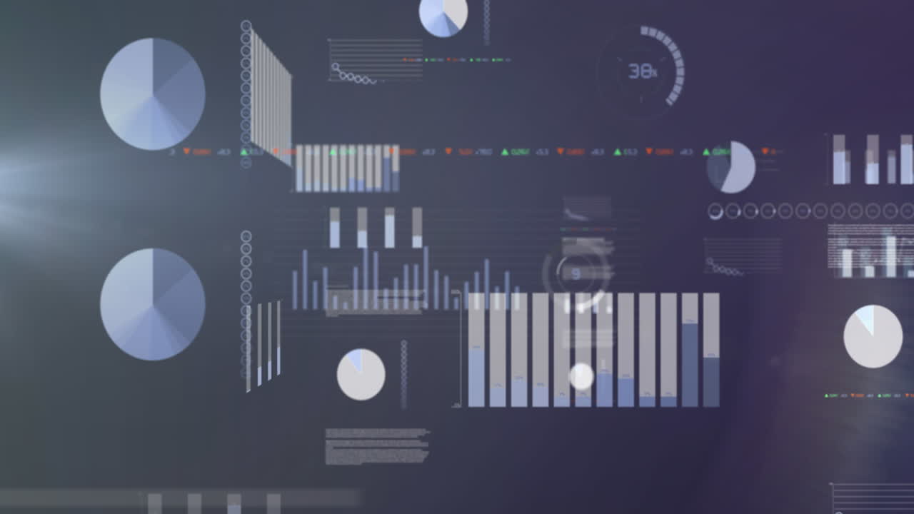 animación del procesamiento de datos estadísticos contra un fondo azul