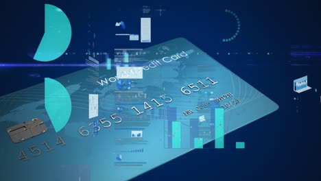 animation of financial data processing over credit card