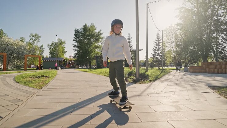 Ragazza che fa Skateboard al Parco
