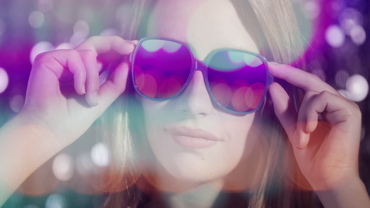 mujer gafas luces 4k 00