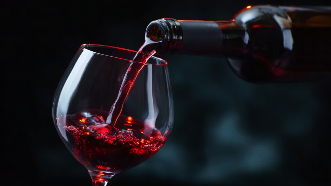 A Beautiful Pouring of Rich Red Wine into a Glass Capturing the Essence of an Elegant Wine Experience, Showcasing the Color and Clarity of the Fine Drink in an Artistic Presentation