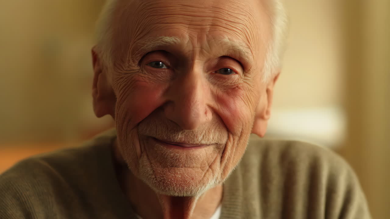 Close-up Portrait of a Smiling Elderly Man